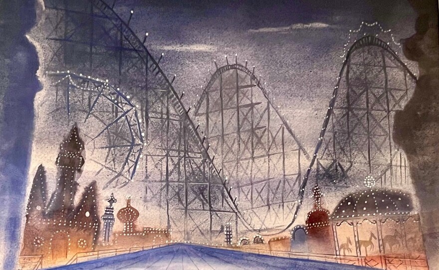 Coney Island, as seen in a curtain in the musical <em>On the Town, </em>by set designer Oliver Smith.