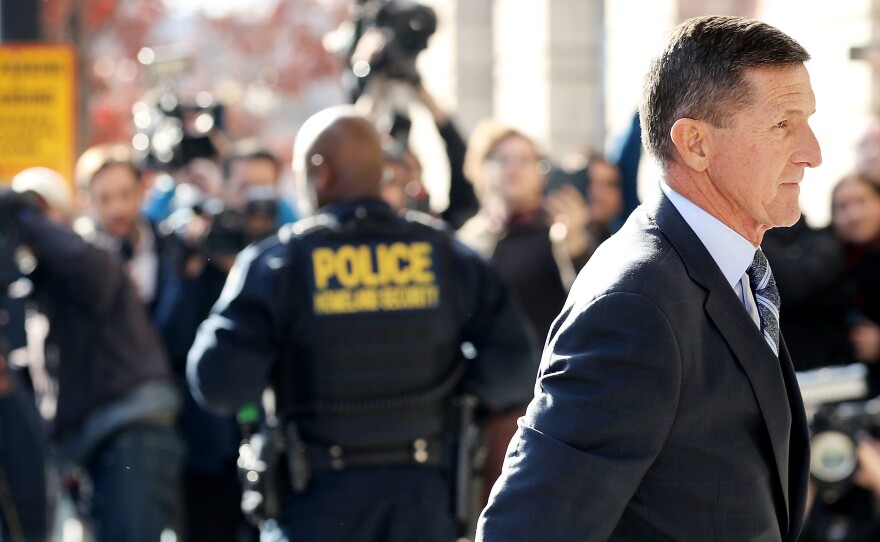 Michael Flynn, former national security adviser to President Trump, arrives for his plea hearing at the Prettyman Federal Courthouse on Friday in Washington, D.C.