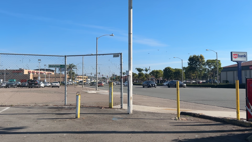 A view of Sports Arena Blvd. from the Pechanga Arena parking lot
