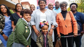 Georgia’s Stacey Abrams (center) campaigns to become America’s first black woman governor.