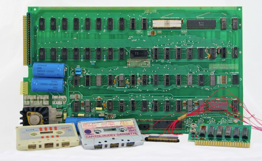 With the exception of one cassette connector, this is the Apple-1 as it was delivered to Fred Hatfield. The user was responsible for finding a monitor and keyboard for the early computer that recently sold at auction for $671,000.