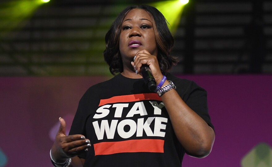 "This tale defies logic," Trayvon Martin's family said on Wednesday after George Zimmerman filed a lawsuit against the family. Sybrina Fulton, mother of Martin, is seen here delivering a speech in 2017.