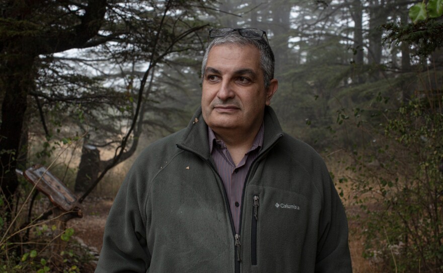 Doctor Nabil Nemer, 48, Associate Dean of Doctoral Studies for Science and Technology at The Holy Spirit of Kaslik University at the Tannourine Cedars Forest Nature Reserve.