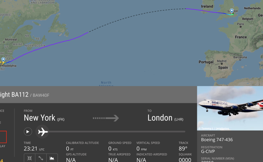 British Airways Flight 112 flew from New York to London in under five hours, setting a new record.