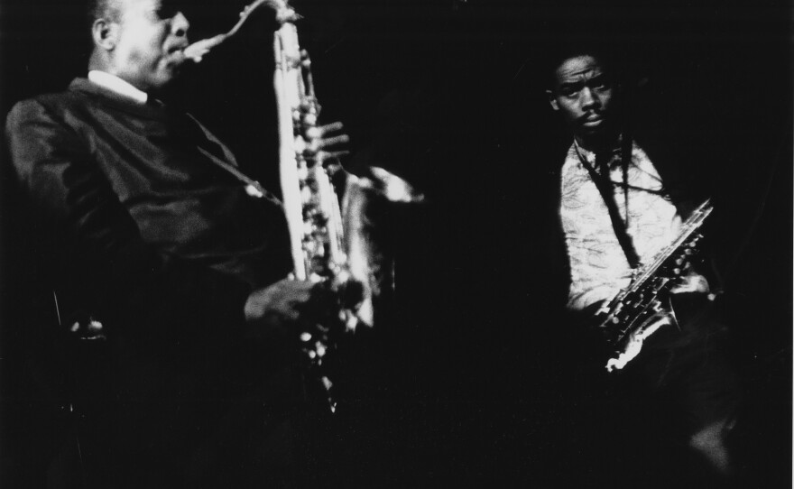 John Coltrane (left) and Eric Dolphy on stage at the Village Gate in New York City in the summer of 1961. A recording of the performance, once thought lost, was recently discovered in the New York Public Library.