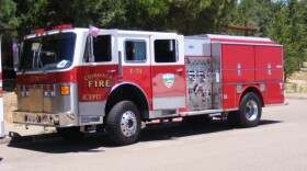 The missing firetruck from the Cuyamaca fire station is pictured in this undated photo, which the county of San Diego said has since been renumbered to E57.