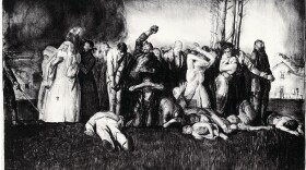 George Bellows' "Massacre at Dinat," depicting the German invasion of Belgium during World War I. It is currently on display at the Timken Museum of Art.