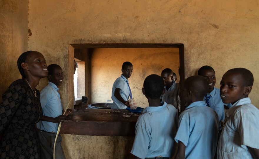 Lunchtime at the school's cafeteria.