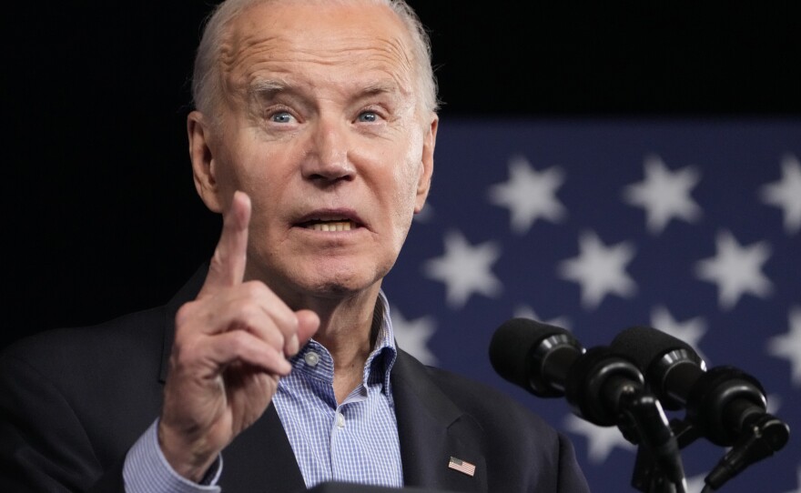 President Joe Biden speaks at a campaign rally Saturday, March 9, 2024, at Pullman Yards in Atlanta.