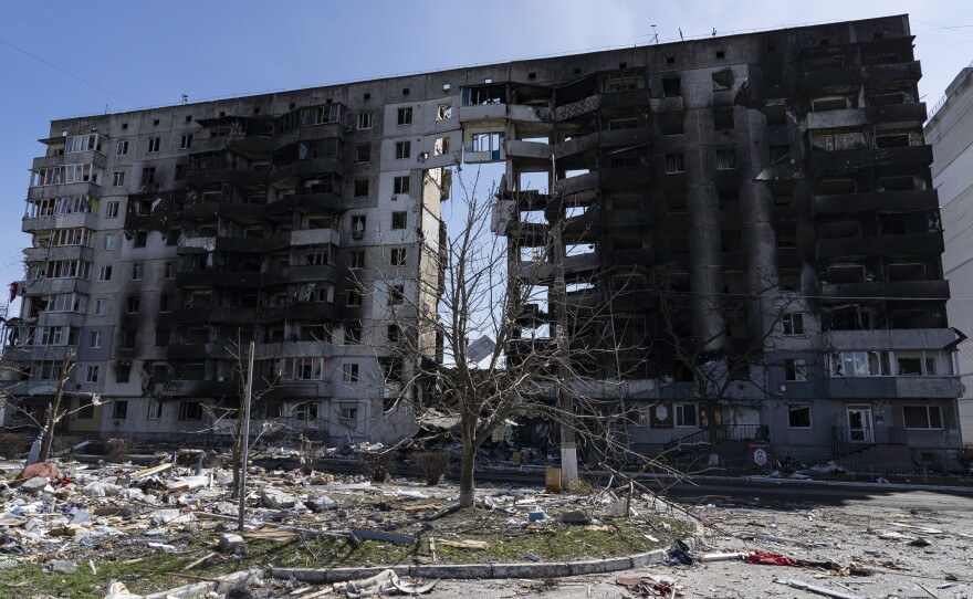 A destroyed building in the town of Borodyanka.