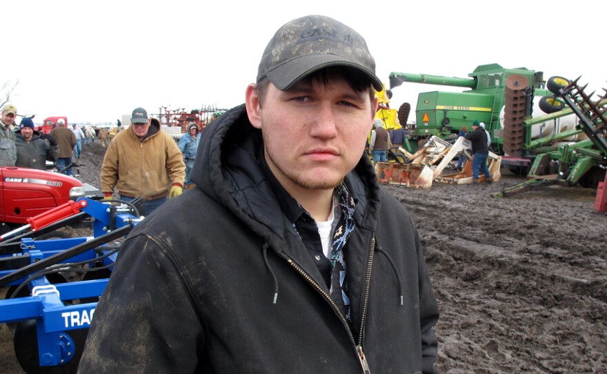 Colten Josoff, 23, of Louisville, Neb. works a full-time off-farm job, because farming his land doesn't pay enough by itself.
