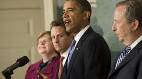 President Obama, speaking at the White House in January, is surrounded by some of his economic advisers at the time including Christina Romer, Timothy Geithner and Lawrence Summers. The president is now considering candidates to direct the National Economic Council when Summers departs later this year.