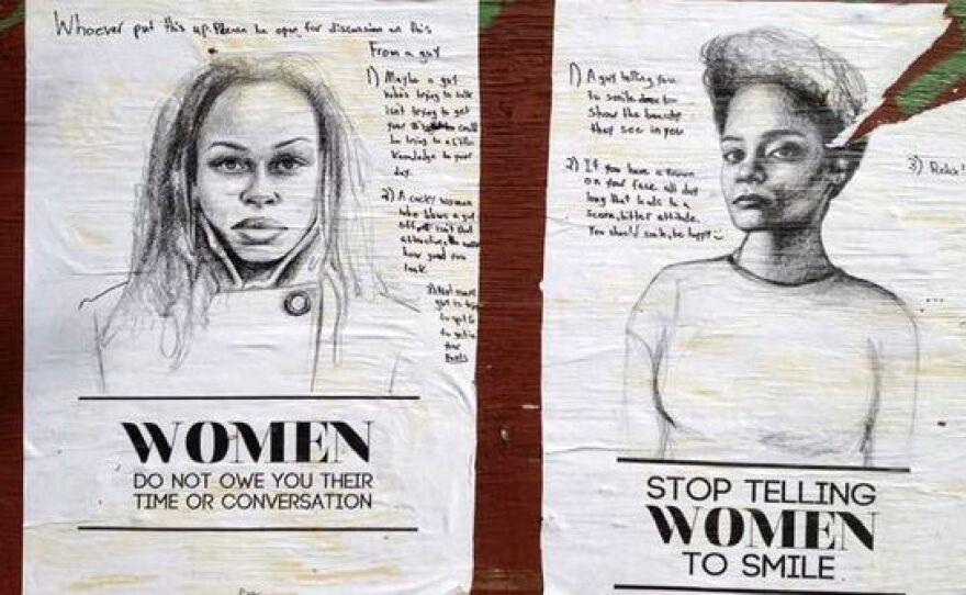 New York artist Tatayana Fazlalizadeh uses posters to combat unwanted cat calls and attention from men in her neighborhood.