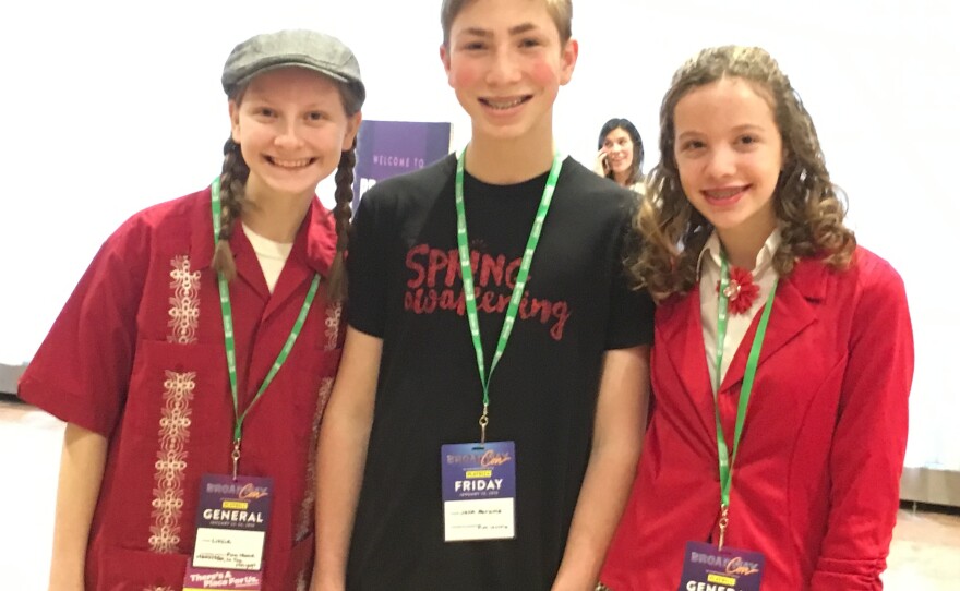 Broadway fans Lizzie Mathias, 14, Jack Abrams, 13, and Tali Natter, 14, came to BroadwayCon together after meeting on Instagram.