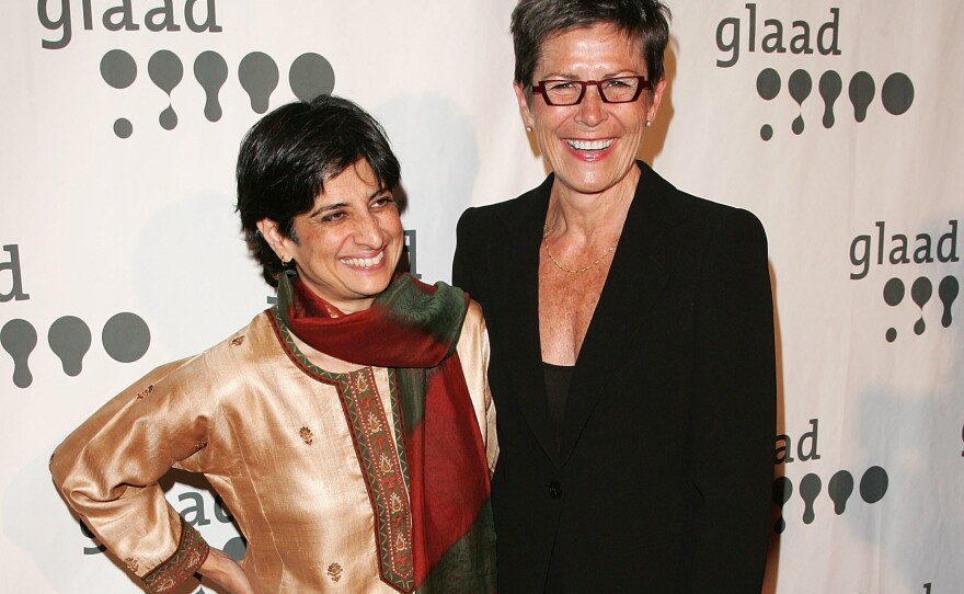 Urvashi Vaid and her partner, comedian Kate Clinton, attend the 18th annual GLAAD Media Awards at the Marriott Marquis Hotel in March 2007 in New York City. Vaid's peers are paying tribute to her activism and friendship.