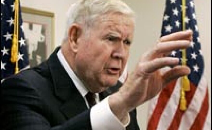In a Nov. 17, 2005, news conference, Rep. John Murtha urges a U.S. pullout from Iraq.
