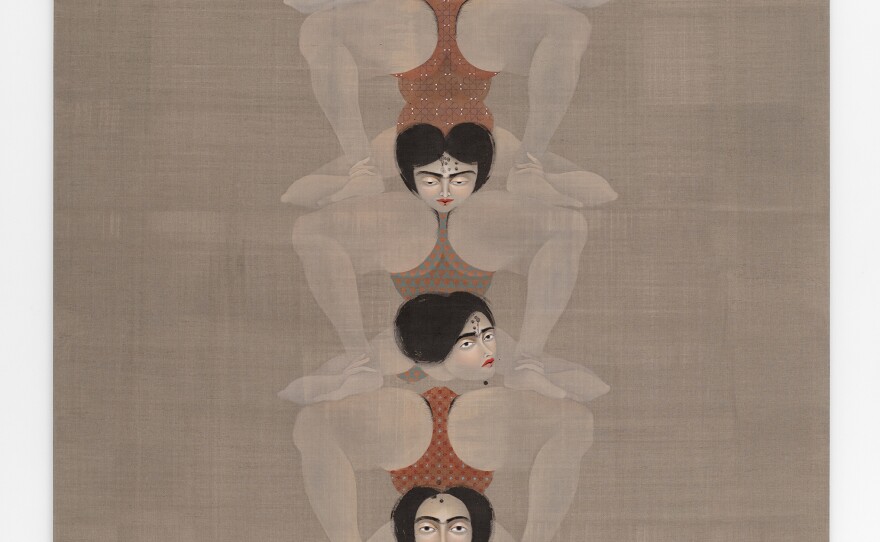 Hayv Kahraman, <em>The Tower</em>, 2019. Oil on linen104 1/8x 79 1/8 inches © Hayv Kahraman