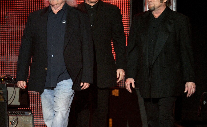 David Crosby, Stephen Stills and Graham Nash of Crosby, Stills & Nash onstage in Los Angeles in 2010. They're supporting former bandmate Neil Young in pulling material from Spotify.