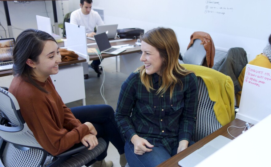 Co-workers at Denver's Galvanize, a tech hub in Colorado's capital.