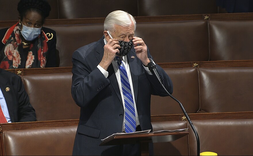 House Majority Leader Steny Hoyer says the Capitol physician is advising against the House coming back into session as planned on May 4.