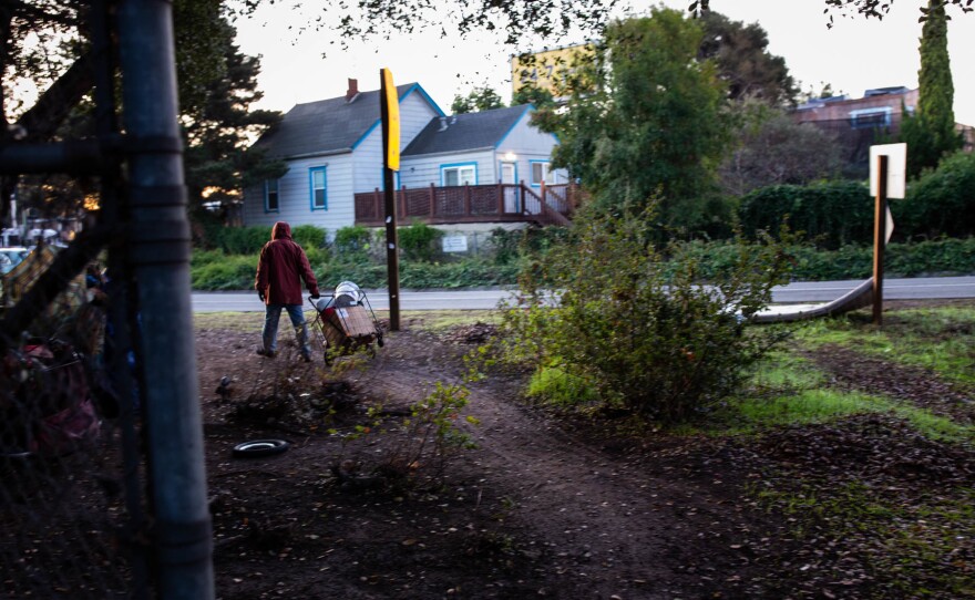 Every other week, Norm Ciha and his homeless neighbors temporarily relocate their camp from land alongside a freeway off-ramp in Oakland, Calif., to a nearby vacant lot — until state cleanup crews have come and gone. They call it "the Caltrans Shuffle."