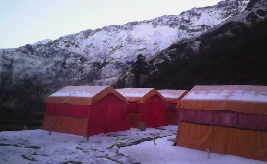 Base camp for the rescue team looking for the lost trekker.