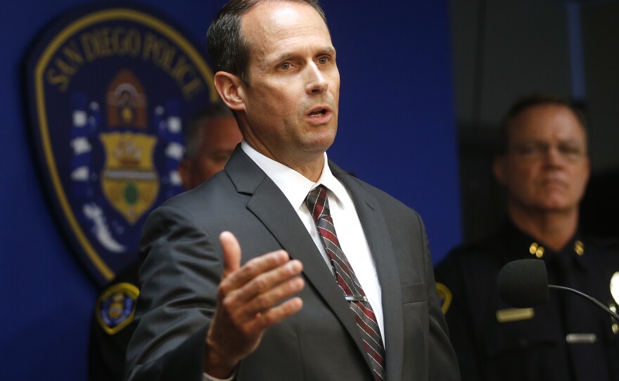 San Diego homicide Capt. David Nisleit talks about the search for a man believed responsible for two murders and two assaults of homeless citizens, July 6, 2016.