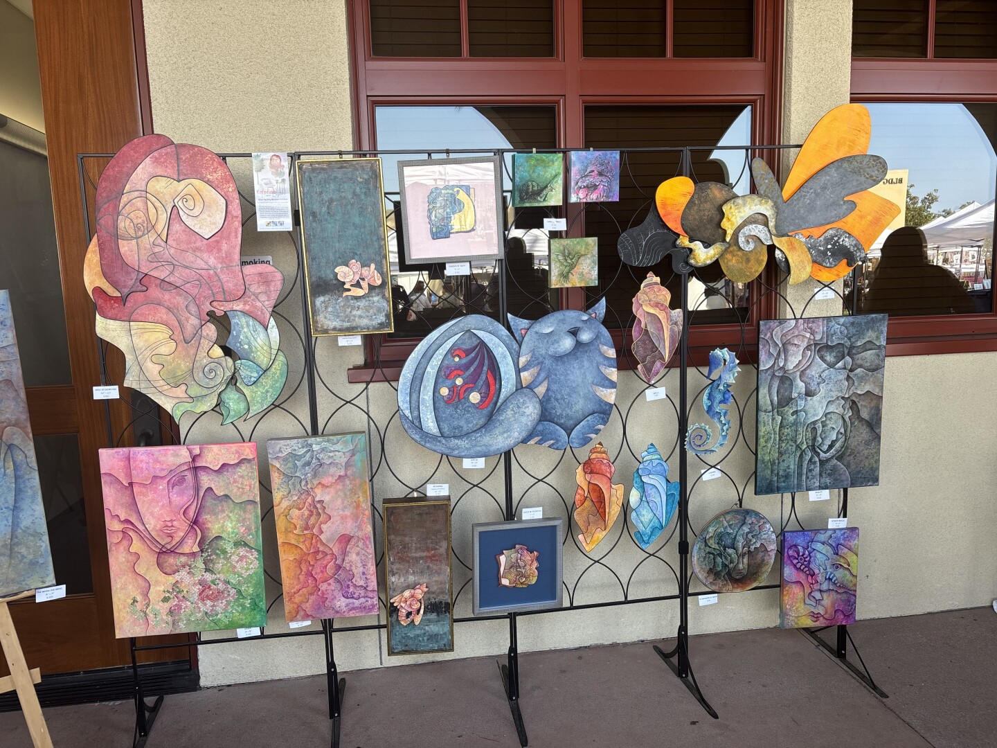 A gallery of art done by Katerina H. Lazarova outside of Chula Vista Hall on Sept. 27, 2025.