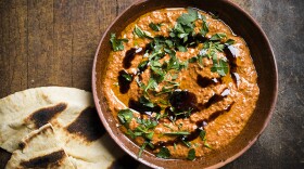 Muhammara, roasted red pepper and walnut dip.