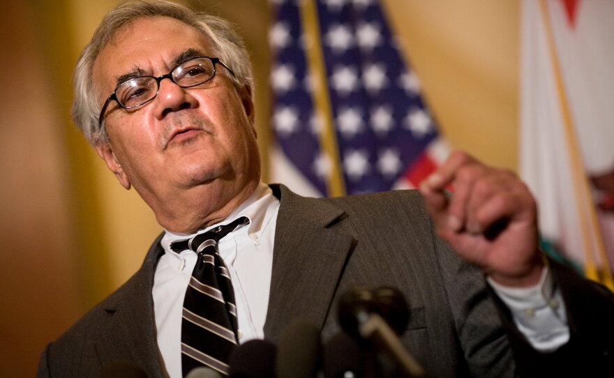 Former Rep. Barney Frank (D-MA) speaking during a news conference on Capitol Hill September 26, 2008 in Washington, DC.