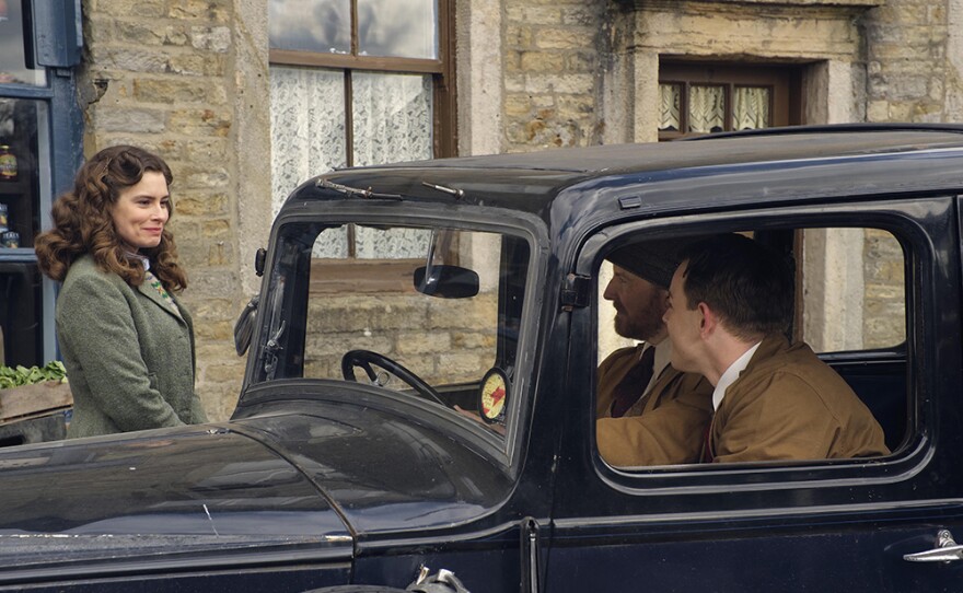 Helen Alderson (Rachel Shenton), Siegfried Farnon (Samuel West), and Tristan Farnon (Callum Woodhouse) in ALL CREATURES GREAT AND SMALL: Season 2 on MASTERPIECE.