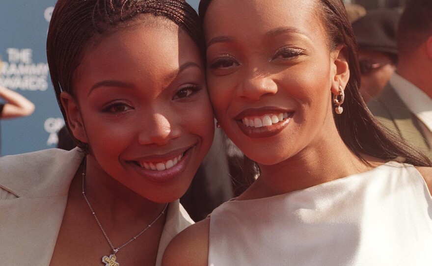 Brandy and Monica arrive at the 41st annual Grammy Awards in February 1999 in Los Angeles, California. That night they won the Grammy Award for best pop duo/group peformance for their chart-topping single "The Boy Is Mine."
