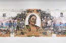 "Legal Tender / Moneda corriente" is a 2022 work of art by Narsiso Martinez, shown installed in an undated photo.