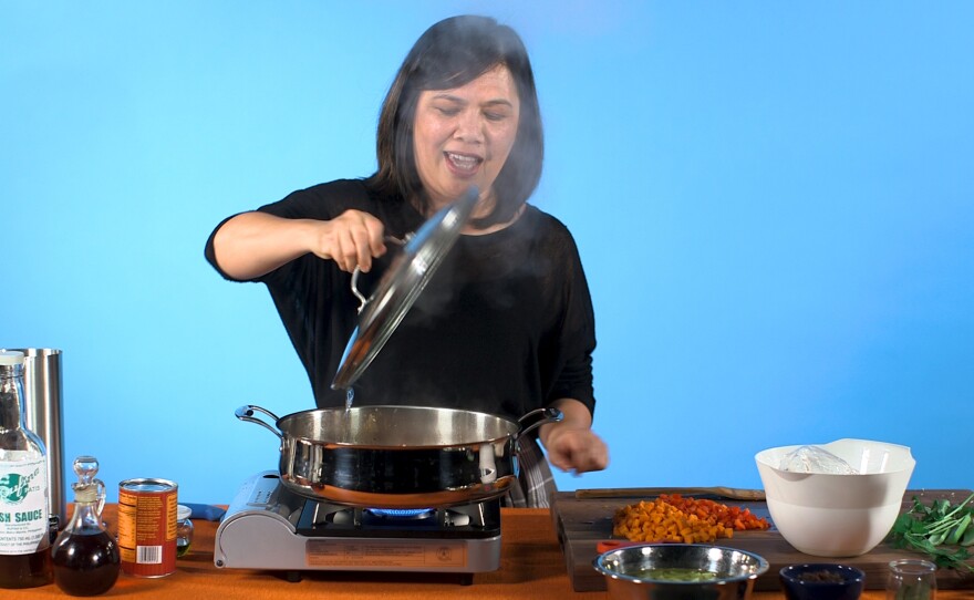 Chef and journalist Wilma Consul cooks picadillo, a dish she learned to make as a young girl in the Philippines.