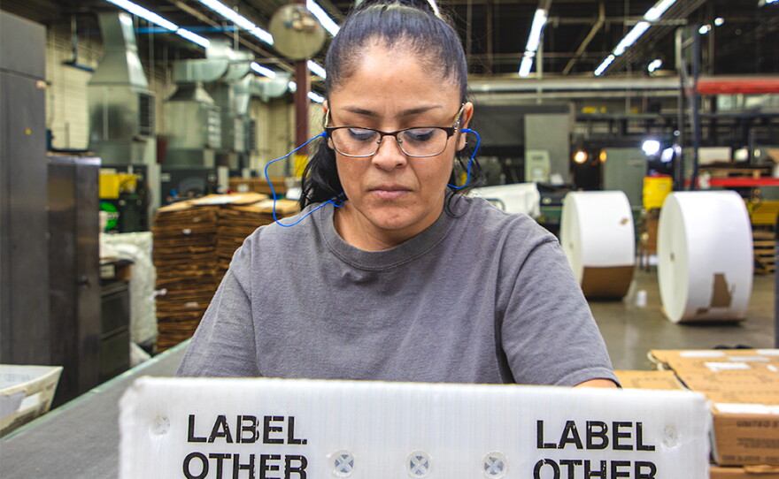 Nelly Villanueva, the mother of Jennifer Teresa Villanueva, at her workplace in Chicago in 2019.