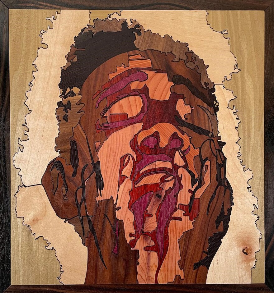 Christopher Lloyd Tucker's "Again" is a work of hardwoods, acrylic and epoxy resin. The work will be on view at the San Diego Central Library Art Gallery through Aug. 20, 2022.