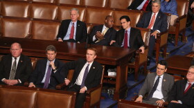 Republican members of Congress, including Sen. Tim Scott (R-SC) and House Majority Leader Eric Cantor (R-VA), listen as the votes of the Electorial College from the 50 states are tallied in the House of Representatives chamber at the U.S. Captiol January 4, 2013 in Washington, DC.