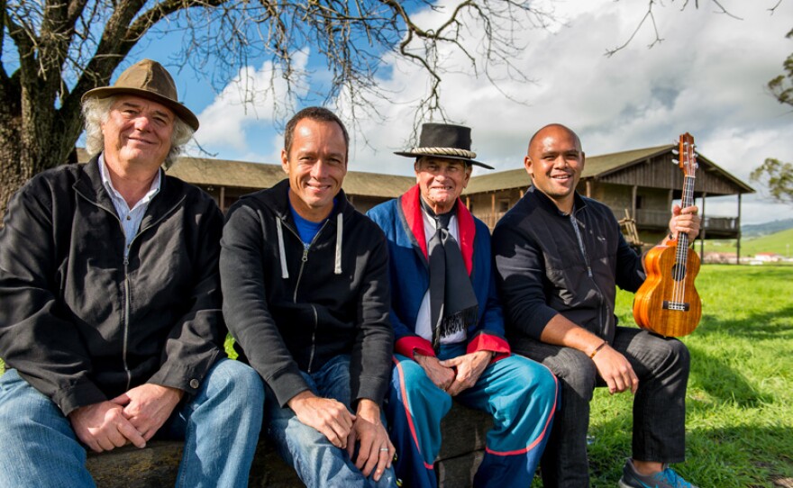 Breck Parkman, Chef Ed Kenney, Patrick Garcia and Kuana Torres Kahele at Rancho Petaluma Adobe.