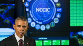 President Obama speaks Tuesday at the National Cybersecurity and Communications Integration Center in Arlington, Va.