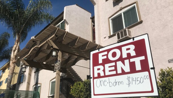 A sign advertises a one bedroom apartment for rent in front of a building in Golden Hill. Jan. 27, 2021.