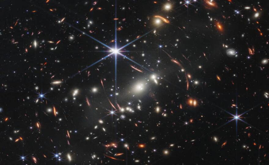 An image of the SMACS 0723 galaxy cluster captured by NASA's James Webb Space Telescope.