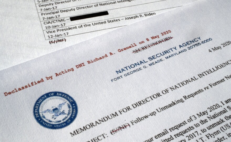 A declassified document with names of Obama administration officials who could have potentially made requests for the unmasking of Michael Flynn's name.