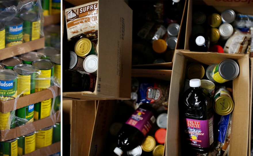 Boxes of food ready to go at the Urban Ministries of Wake County's food bank.