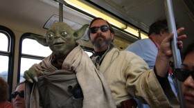 Obi-Wan and Yoda on the way to Comic-Con.