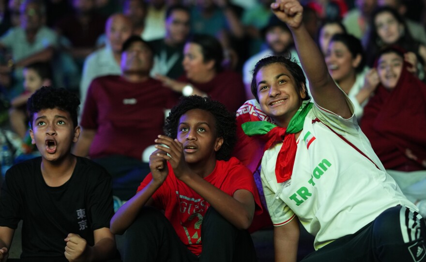 Boys in forefront of image of World Cup fans