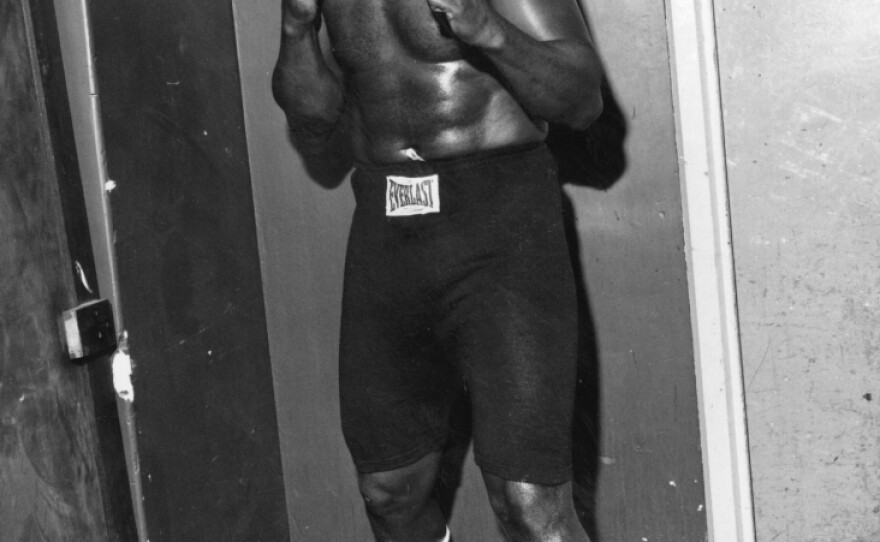 "Smokin' Joe" Frazier in training before a world title fight. 