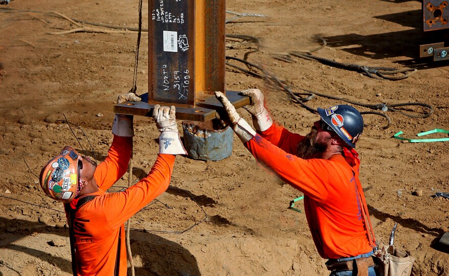 The first structural steel column was set in place today for a critical care building at Scripps Memorial Hospital Encinitas, set to open in early summer 2014.