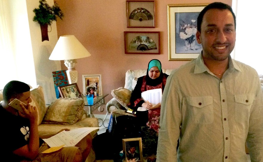 Farooq Mitha, national Muslim outreach director for the Clinton campaign, at an Orlando phone bank for Hillary Clinton. Mitha travels to swing states to organize and mobilize Muslim voters.