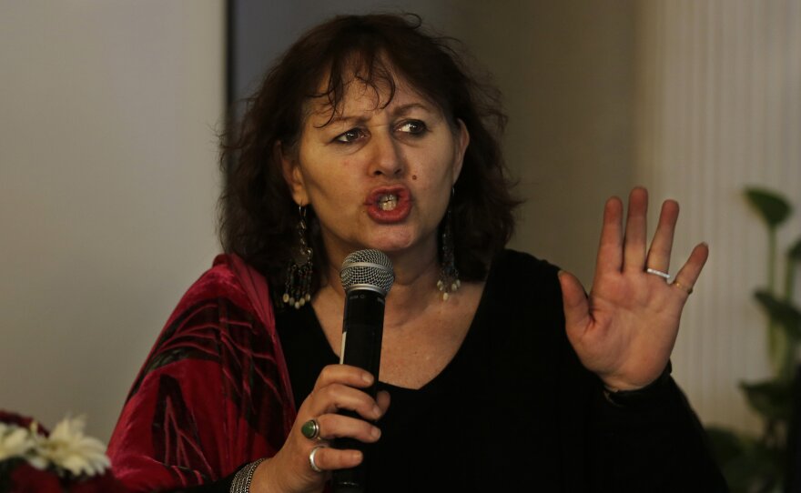 British filmmaker Leslee Udwin addresses a news conference on her documentary India's Daughter on Tuesday. The film, which has been banned in India, was broadcast Wednesday in the U.K. — a decision that has angered the Indian government.