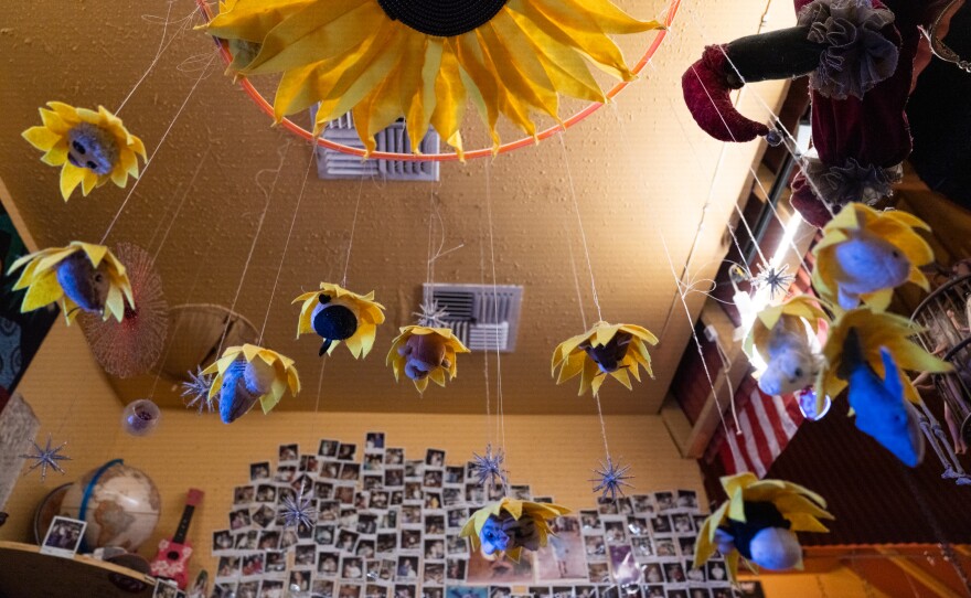 There aren't many bare spots on the walls at Java Jazz. Many first-time visitors can't find the bathrooms, whose doors are plastered with Polaroids.